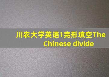 川农大学英语1完形填空The Chinese divide